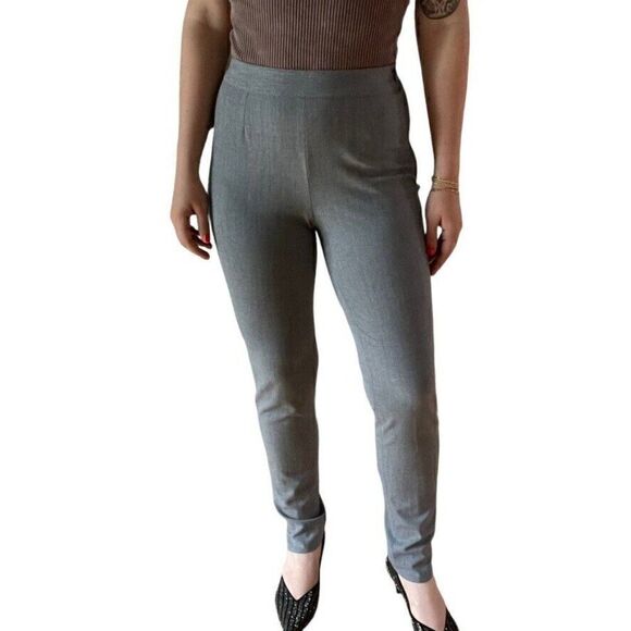 Vintage Chanel Gray Wool Mid Rise Stretch Preppy Kick Flare Skinny Trouser Sz 38 - Picture 3 of 6
